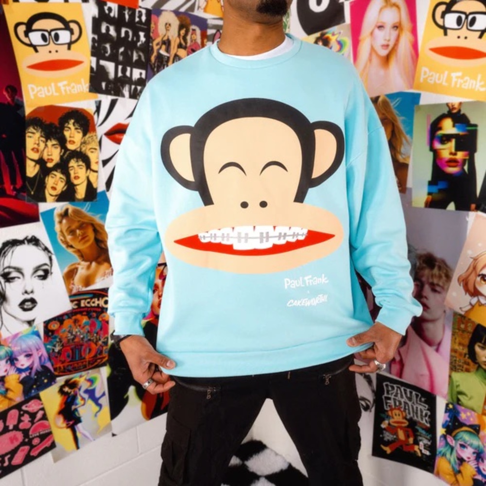 Cakeworthy x Paul Frank Julius Monkey Glitter Braces Drop Sleeve Crewneck Unisex